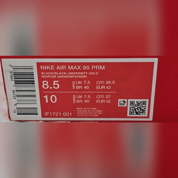 Nike Air Max 90 Premium IF1721-001 Black/University Gold/Parachute Beige Men 8.5 - Picture 12 of 12